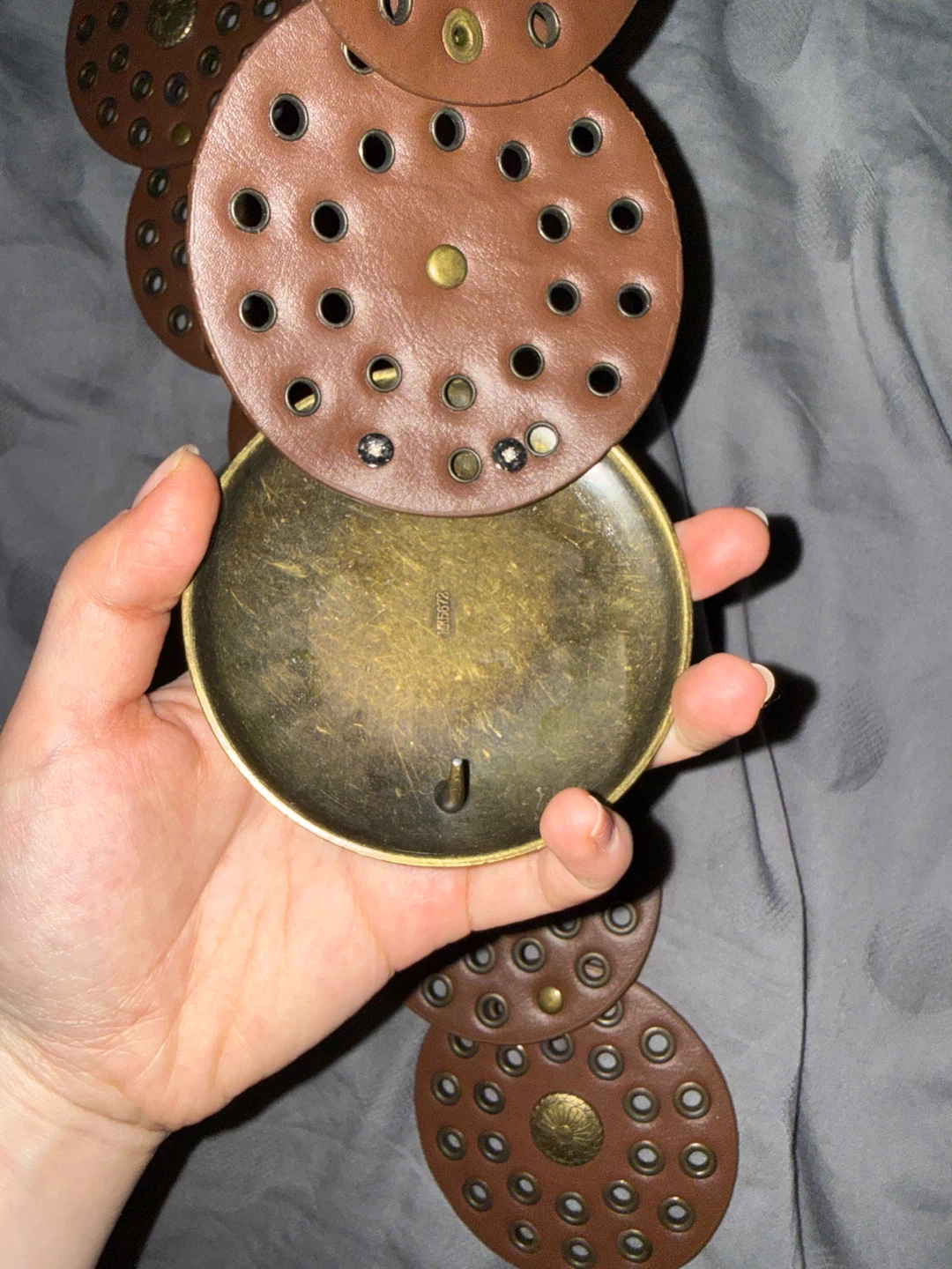 Brown Leather and Brass Studded Belt - photo 2