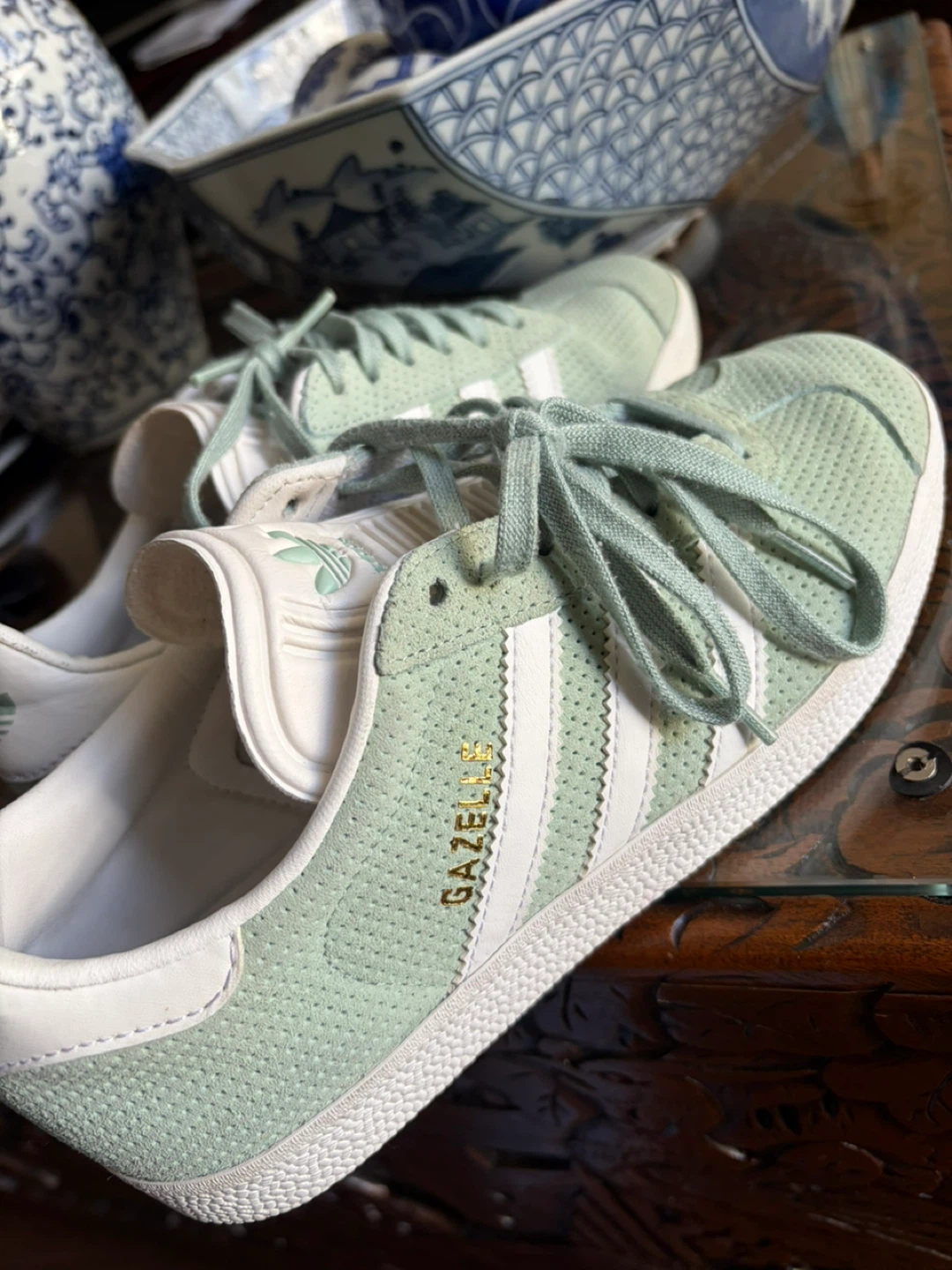 Adidas Gazelle Mint Green Perforated Sneakers