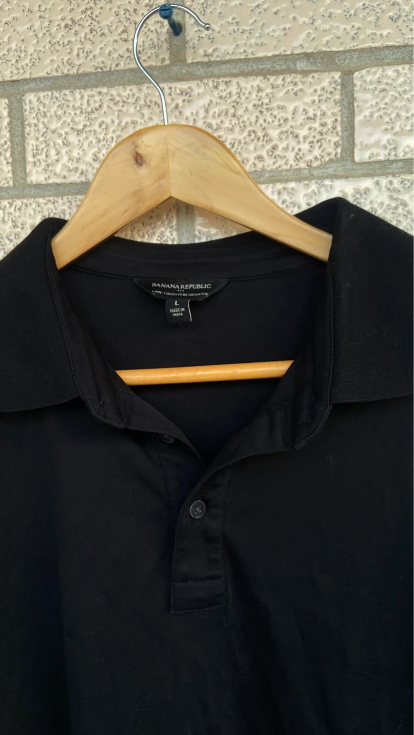 Banana Republic Black Long Sleeve Polo Shirt Size L - photo 2