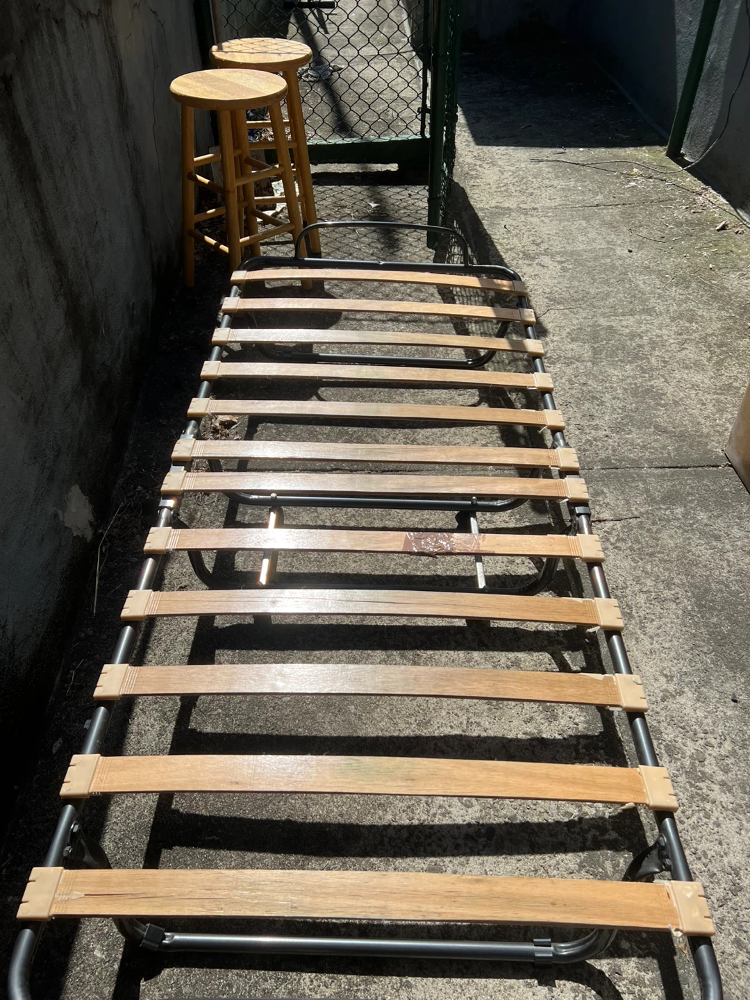 Folding Bed Frame with Wooden Slats