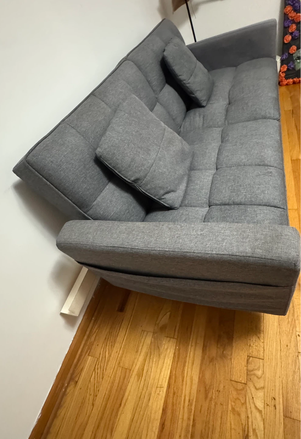 Gray Futon Sofa with Pillows - photo 2
