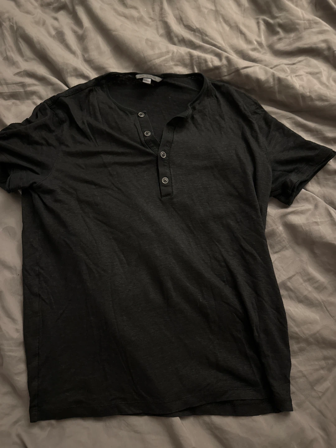 John Varvatos Men's Black Henley T-Shirt Size L