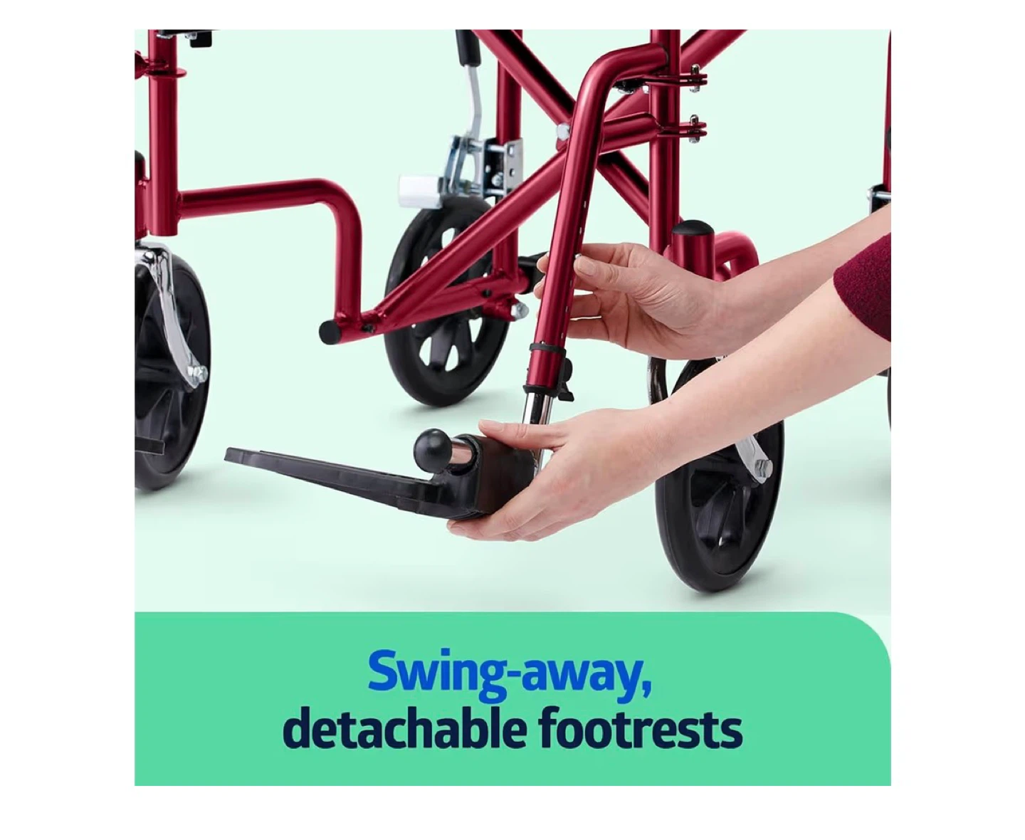 Medline Transport Chair wheelchair - Red - photo 2