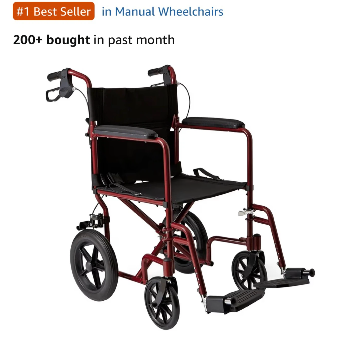 Medline Transport Chair wheelchair - Red