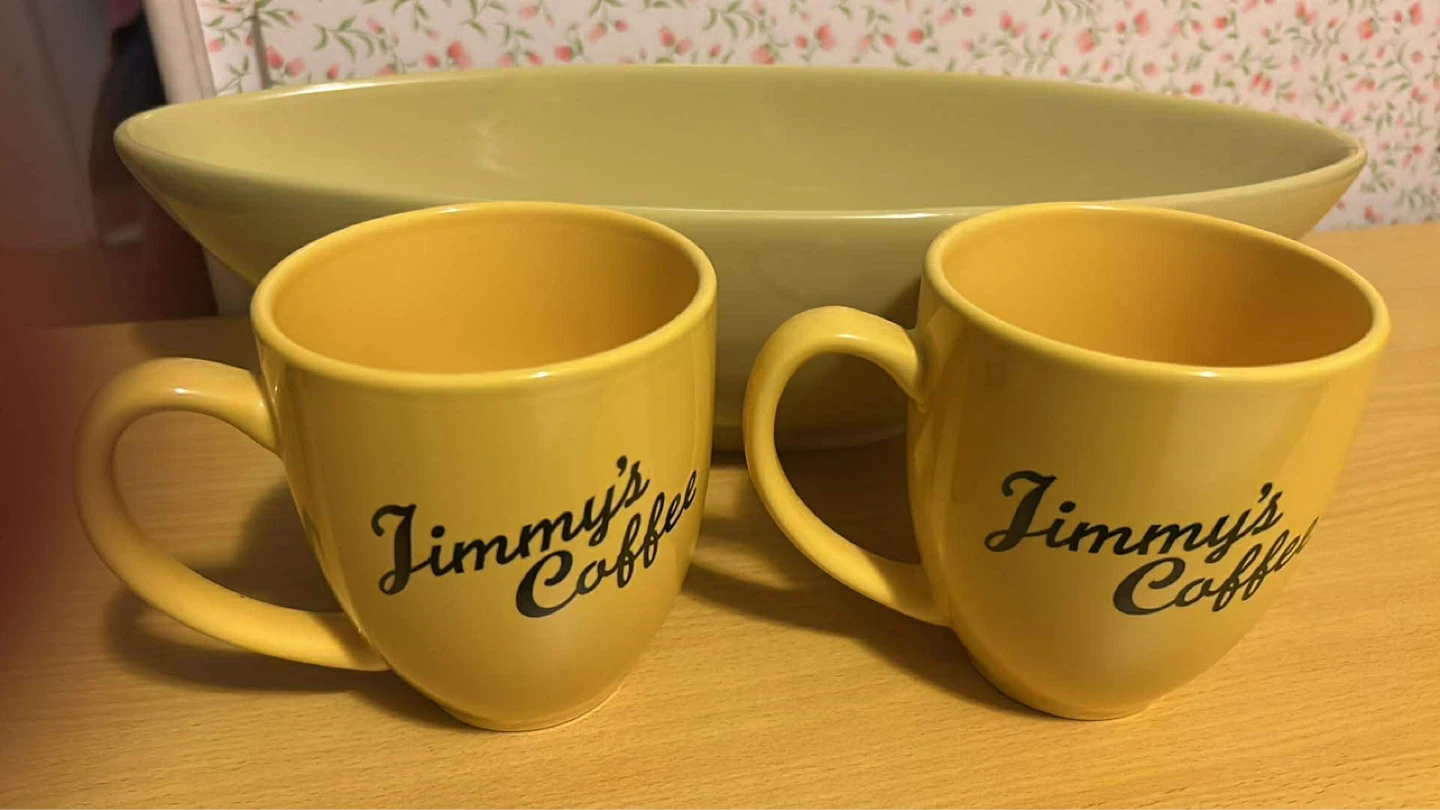 Jimmy's Coffee Mugs and Serving Bowl Set