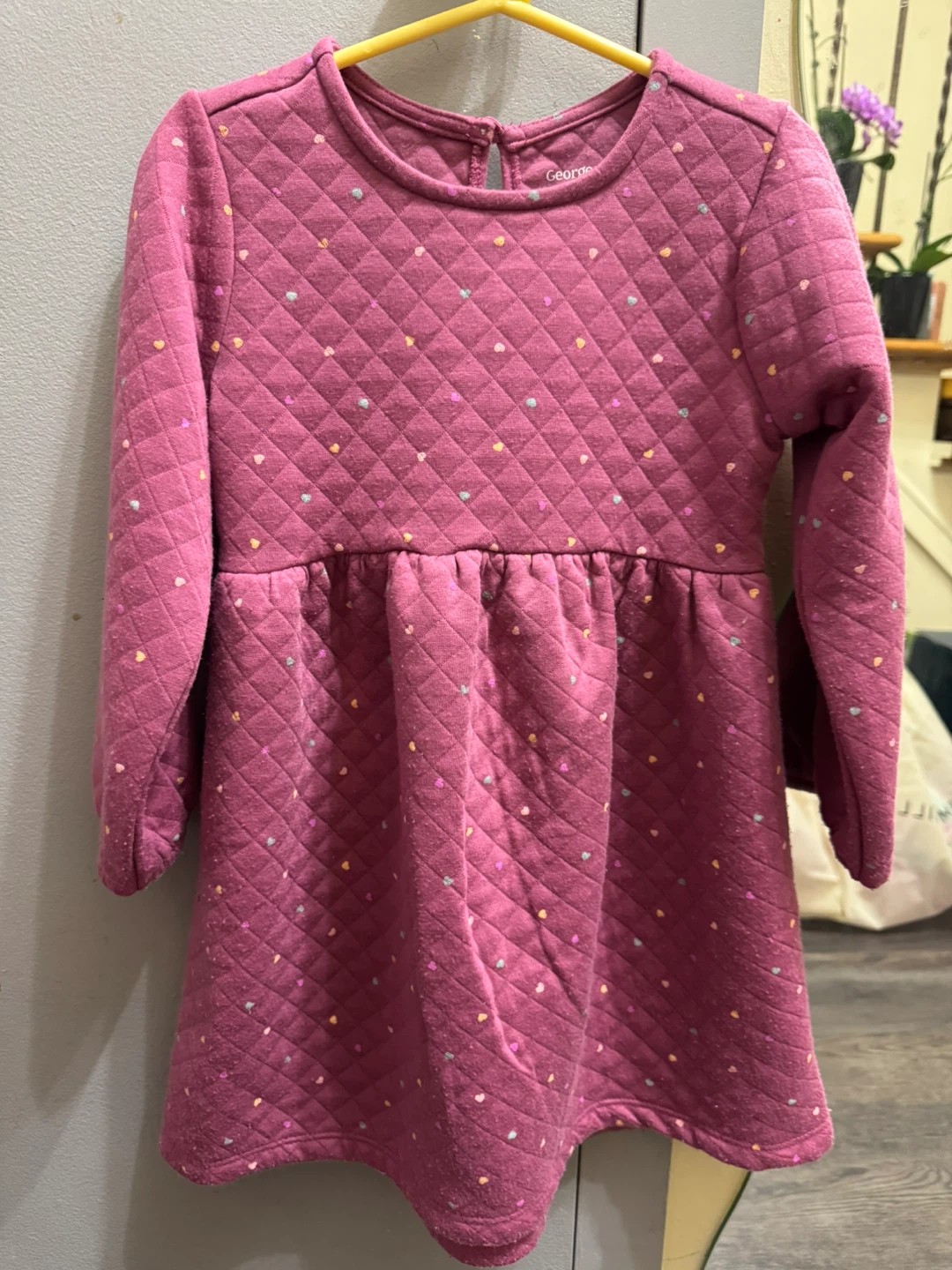 George 4T Pink Quilted Heart Dress
