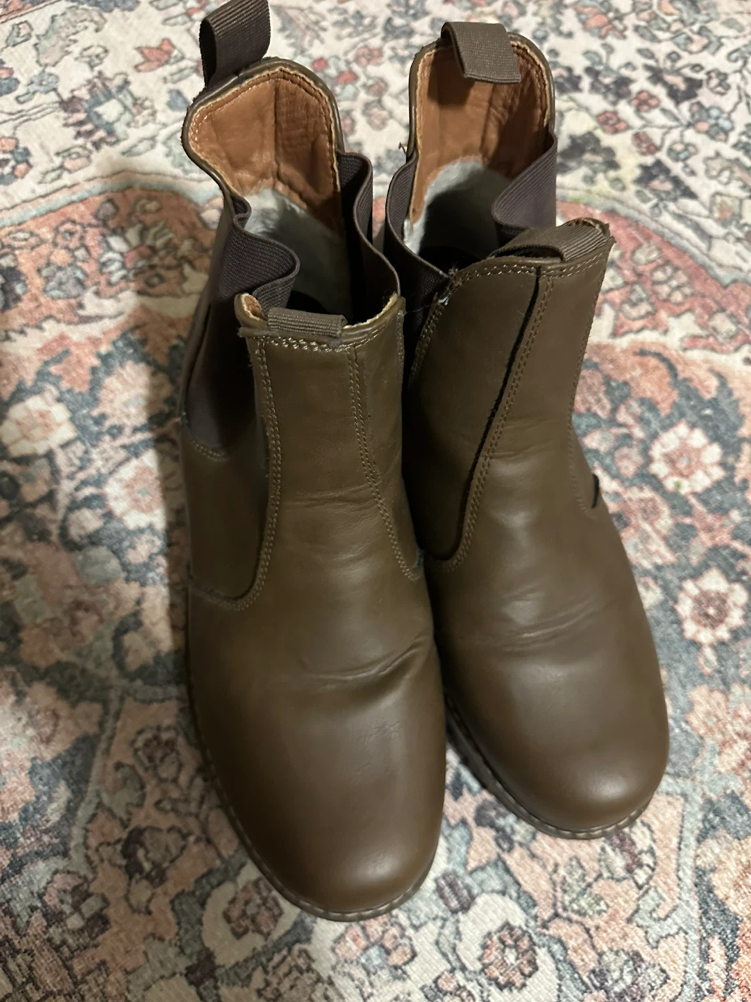 Faux Brown Leather Chelsea Boots (Ad Up = Available)