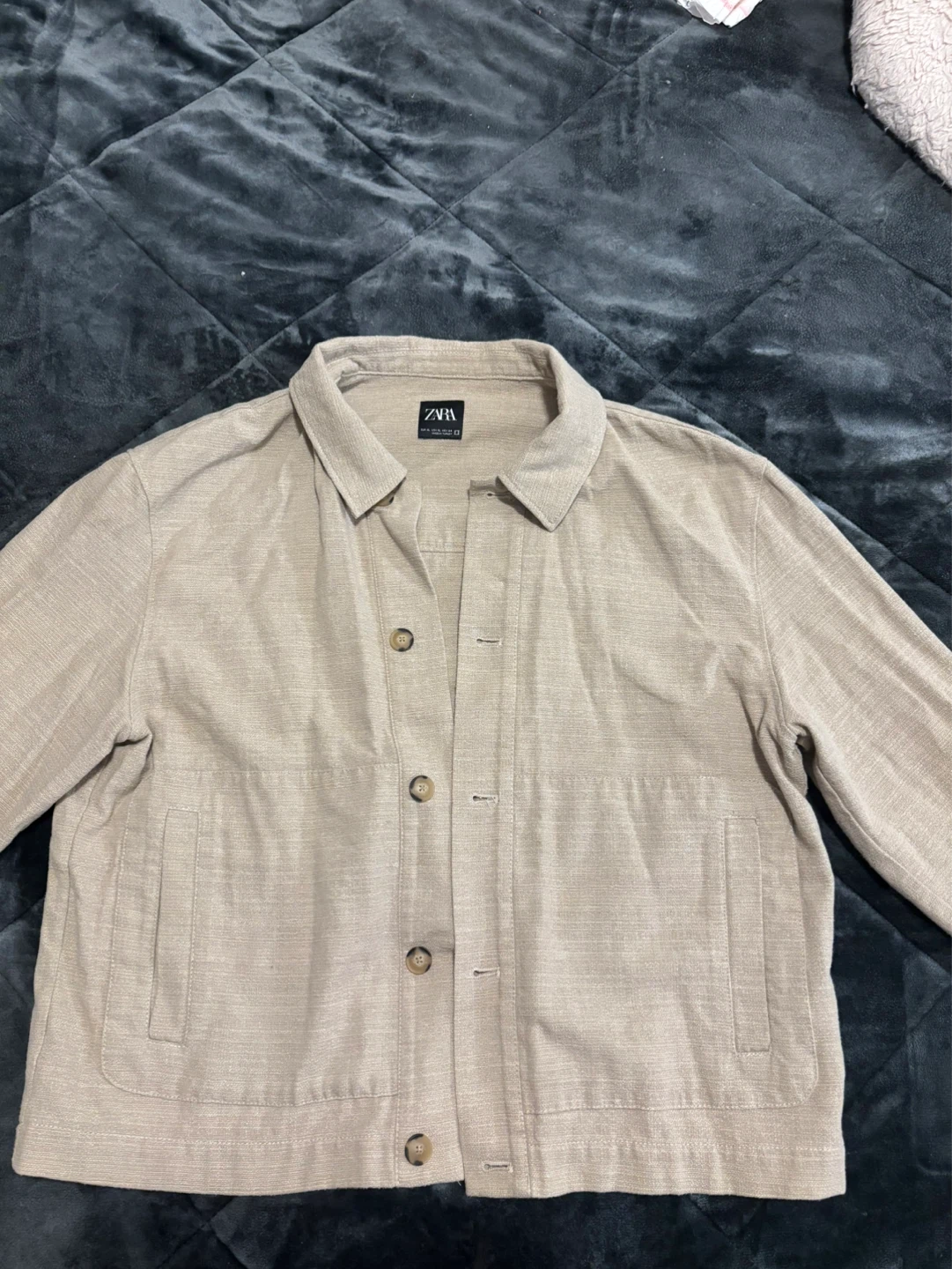 Zara Beige Button-Up Jacket XL
