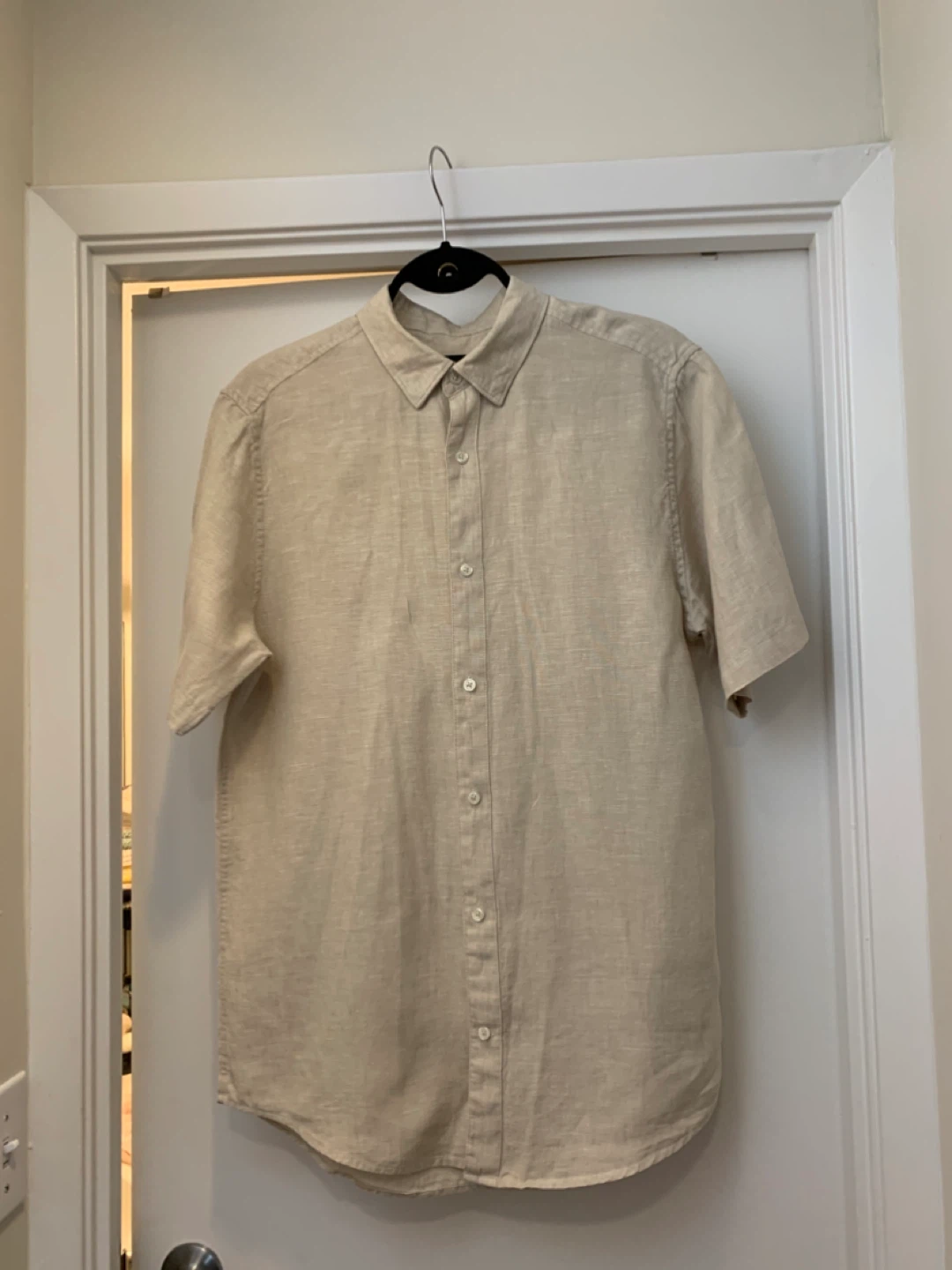 LE 31 PAR SIMONS Linen Blend Short Sleeve Shirt - Medium