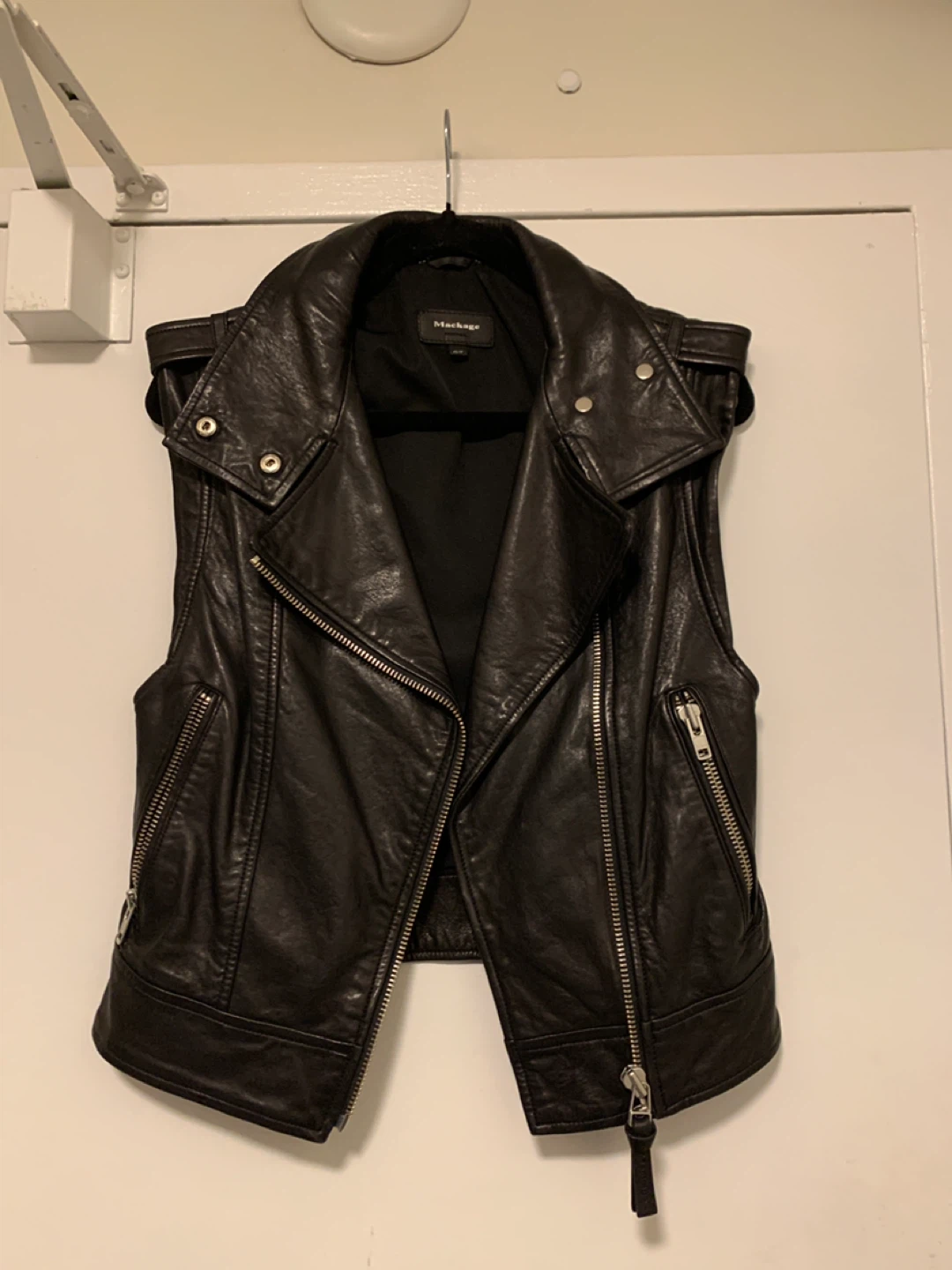 Mackage Black Leather Moto Vest