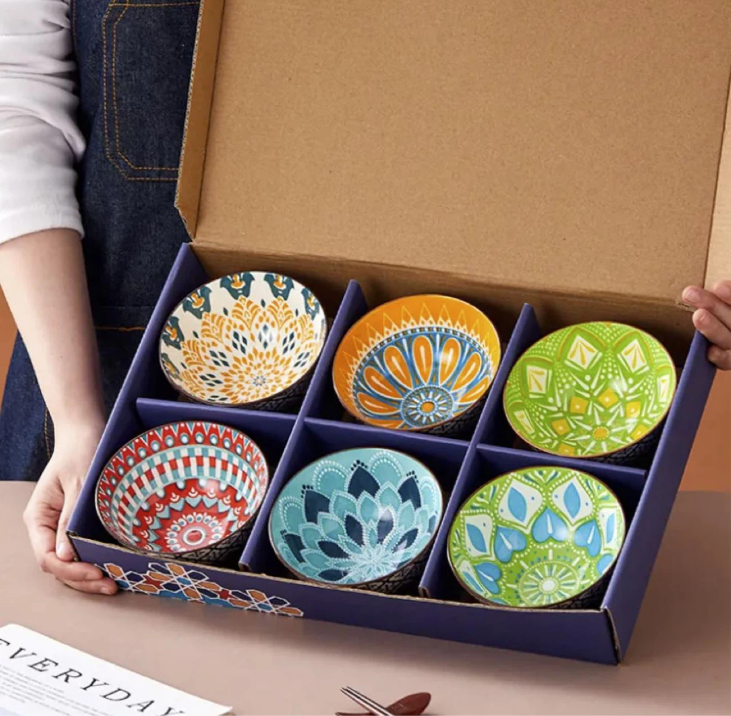 Set of 6 Ceramic Bowls with Assorted Patterns - photo 2
