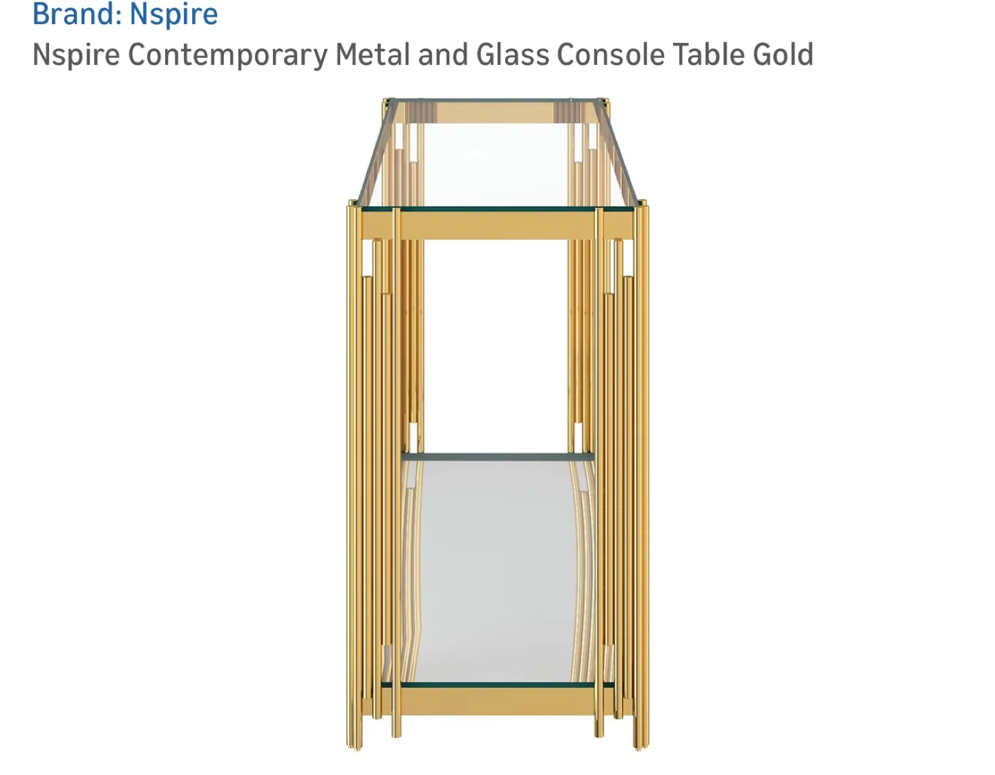 Nspire Contemporary Metal and Glass Console Table - Gold - photo 4