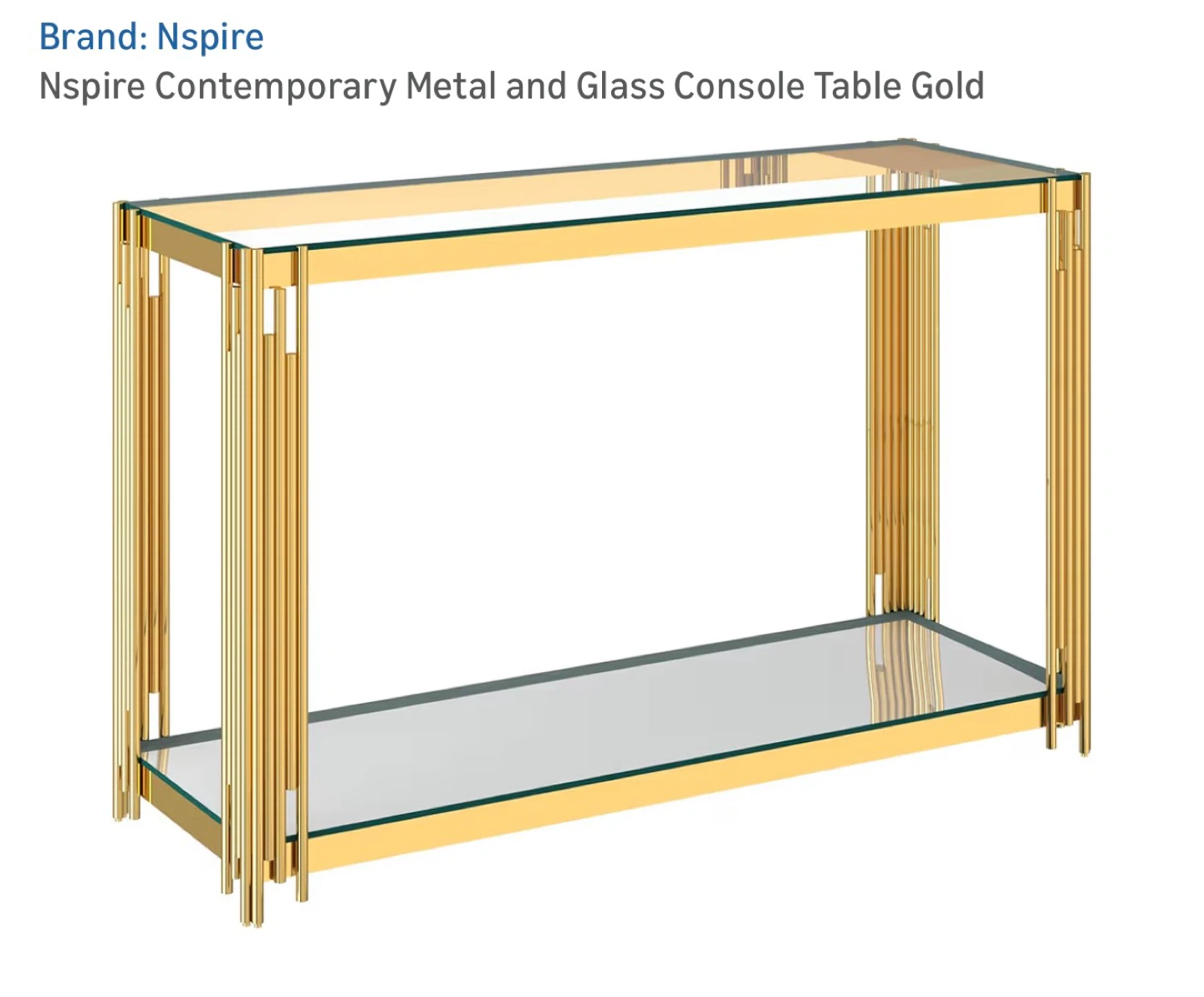Nspire Contemporary Metal and Glass Console Table - Gold - photo 3