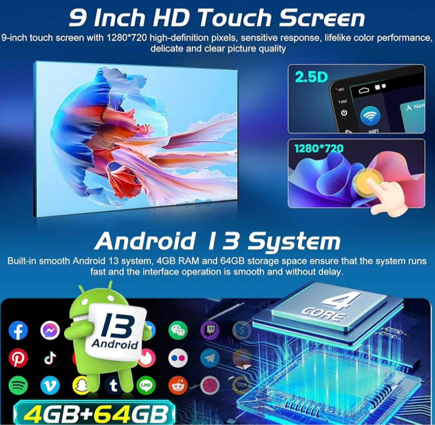 Car Stereo Android 13 for Kia Sportage 2007-2013 (4GB+64GB) - photo 3