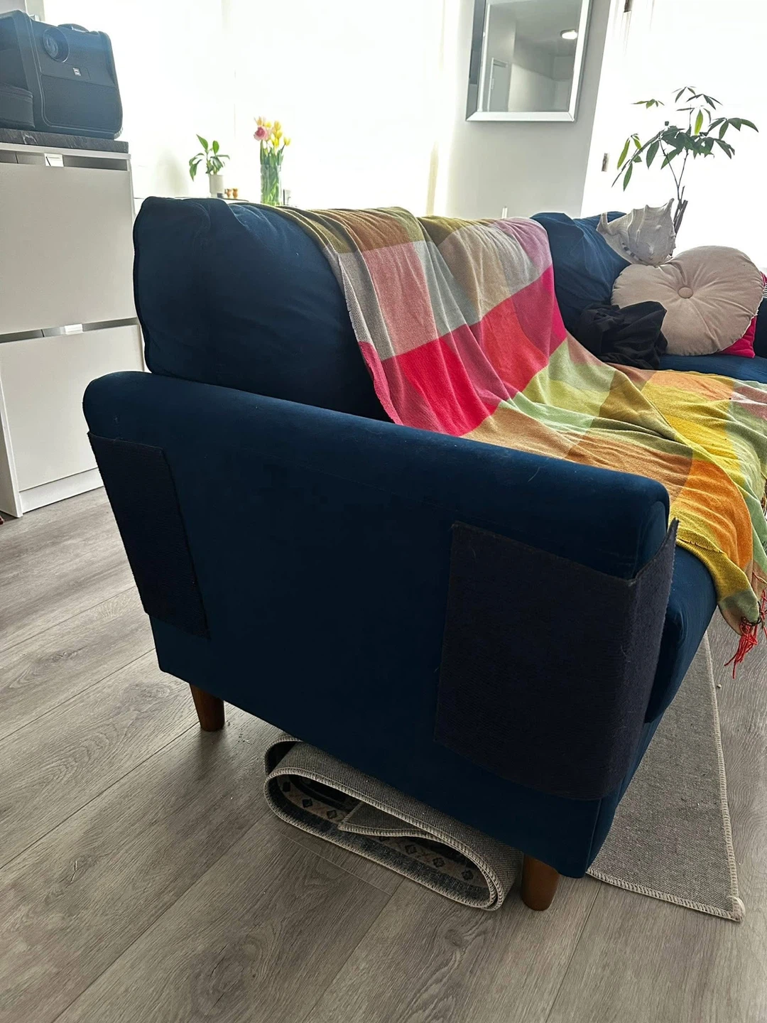 Deep Blue Velvet Sofa - photo 2