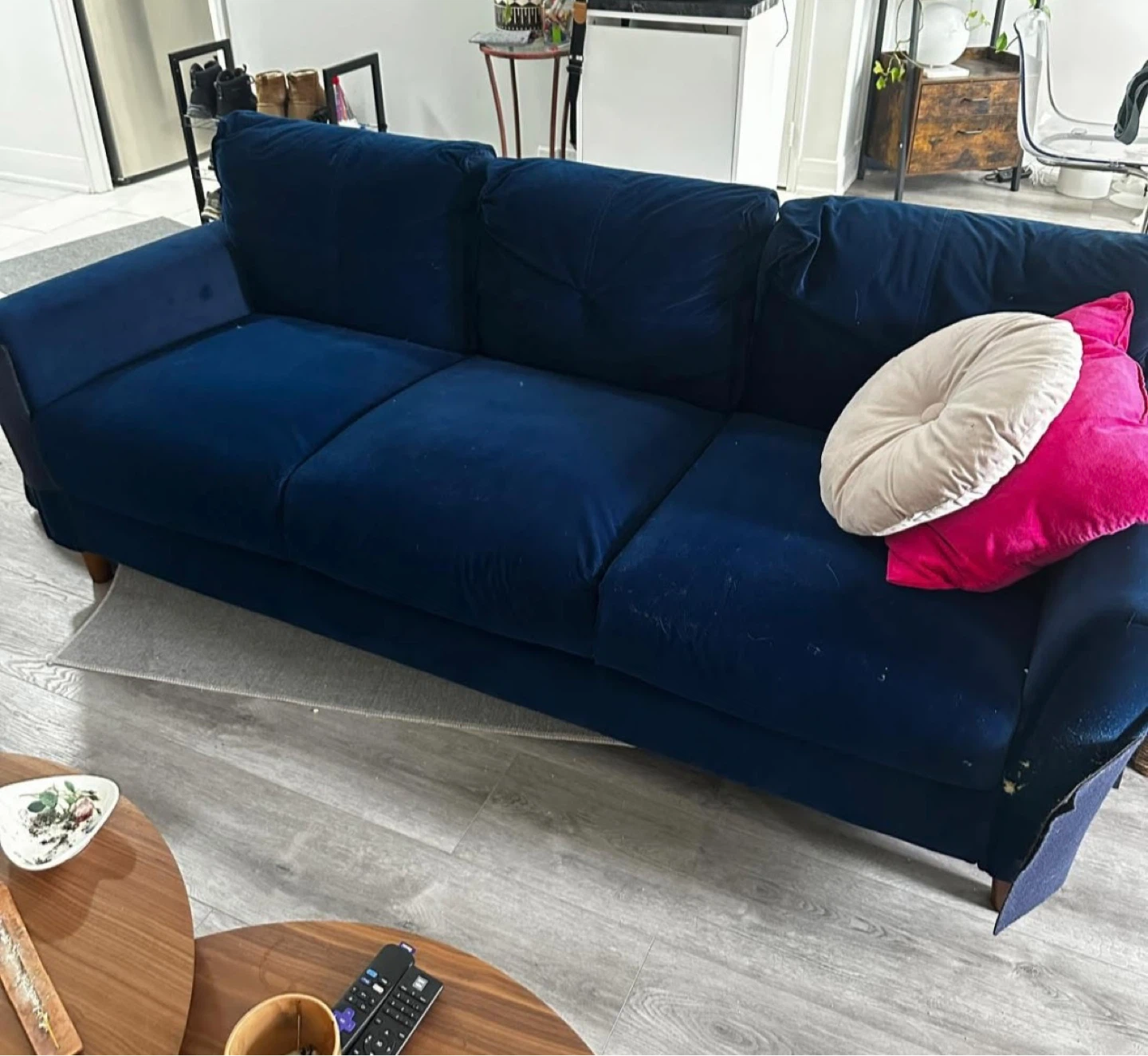 Deep Blue Velvet Sofa