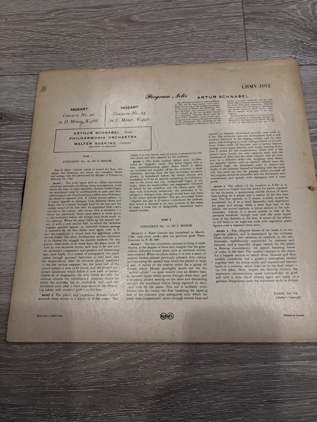 Mozart Concertos in D Minor and C Minor Vinyl Record - photo 3