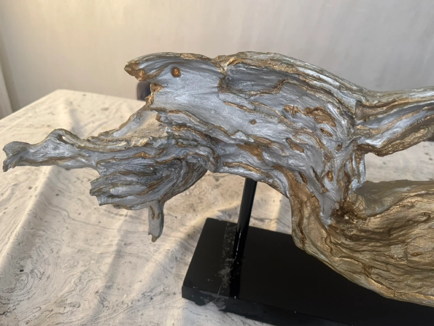 Gold and Silver Abstract Driftwood Sculpture - photo 2
