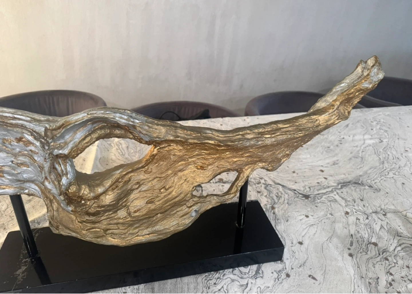 Gold and Silver Abstract Driftwood Sculpture - photo 3