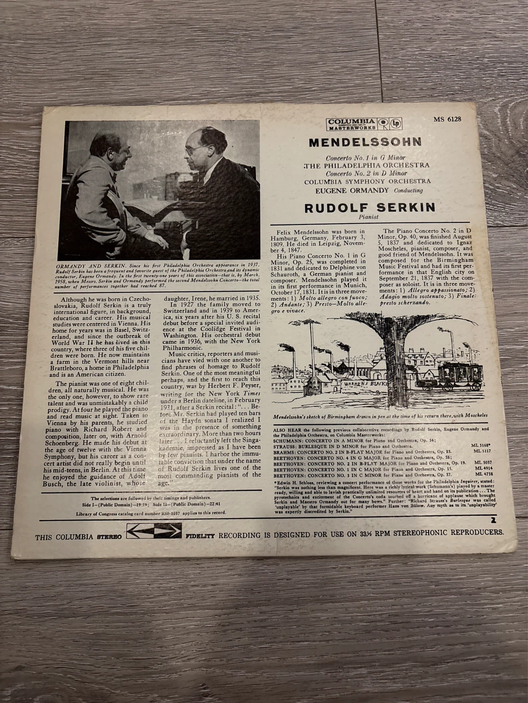 Mendelssohn Piano Concerto No. 1 in G Minor Vinyl Record - photo 4