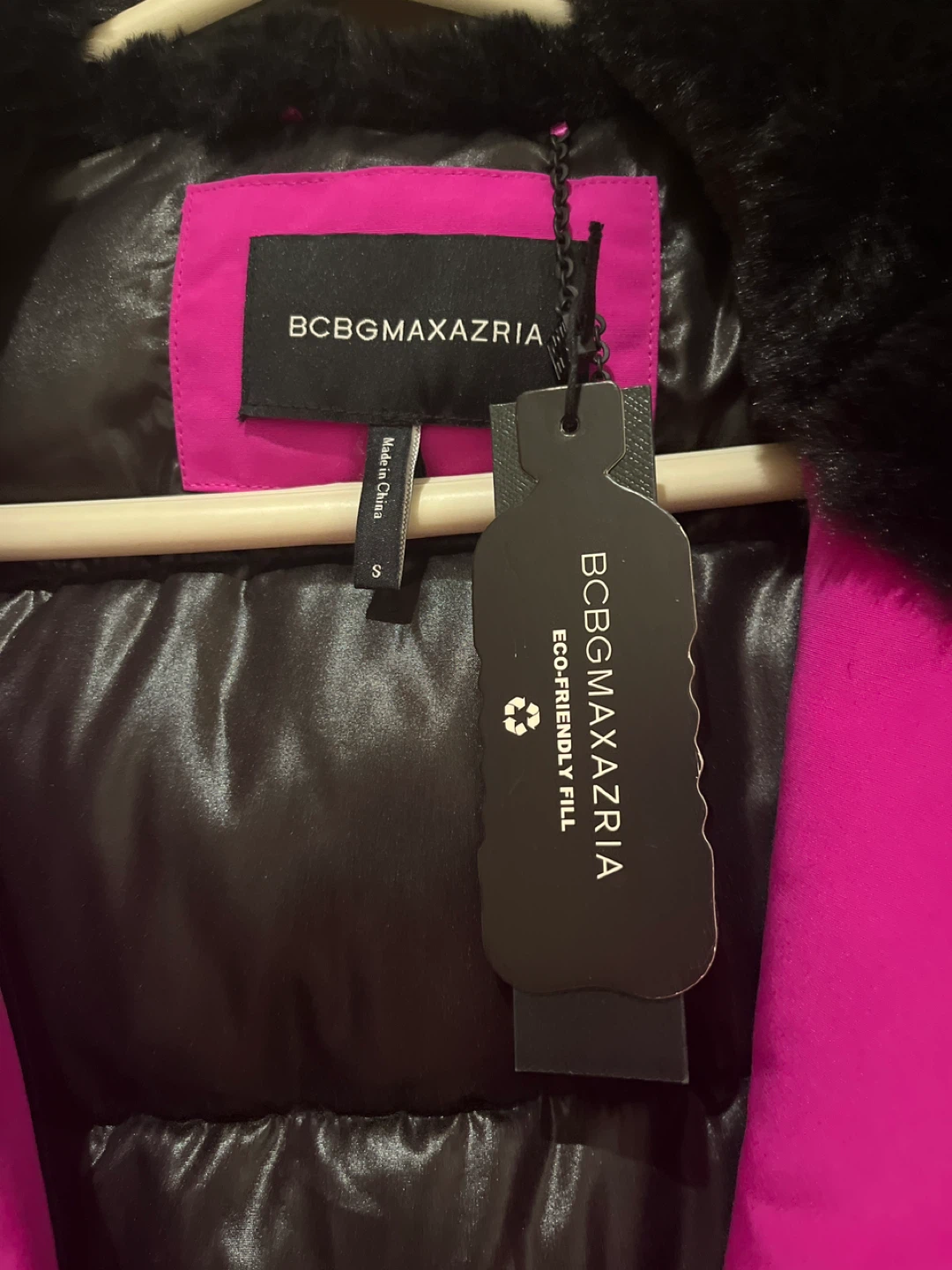 BCBGMAXAZRIA Women's Pink Faux Fur Hood Parka Jacket - photo 5