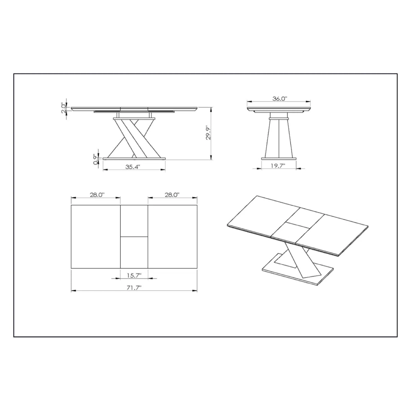 Extendable Dining Table - Walnut Finish - photo 4