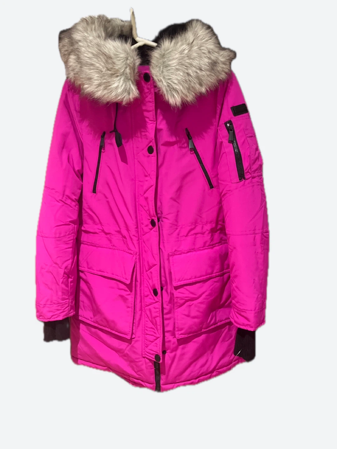 BCBGMAXAZRIA Women's Pink Faux Fur Hood Parka Jacket - photo 3