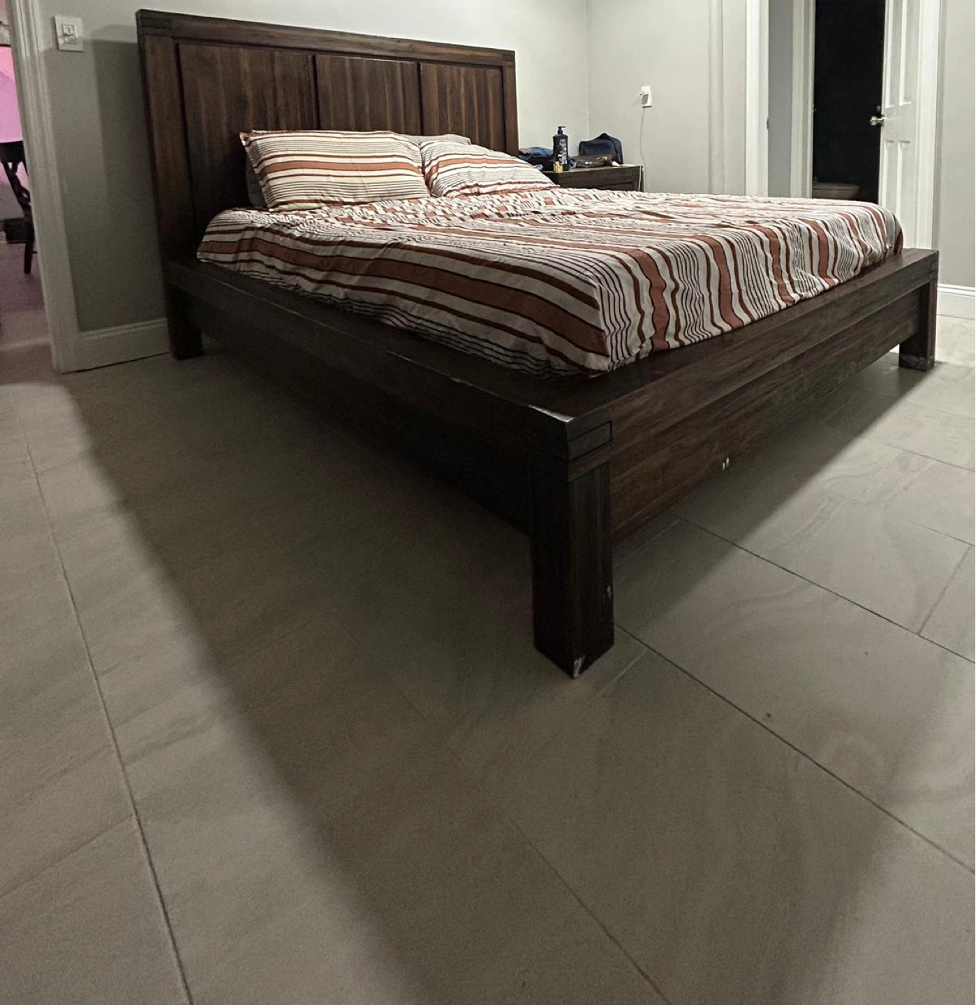Dark Wood Platform Bed Frame