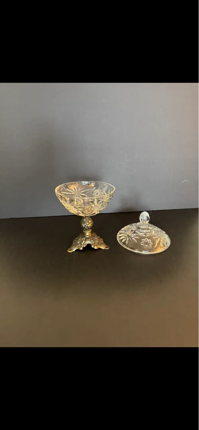 Vintage Crystal Candy Dish with Lid & Stand - photo 2