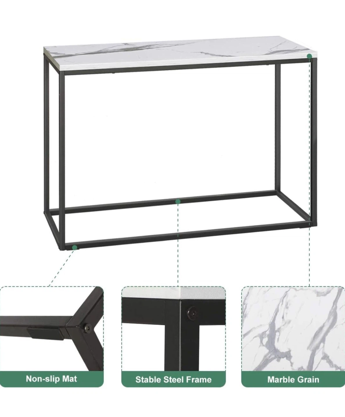Console Table with Marble Top and Steel Frame - photo 2