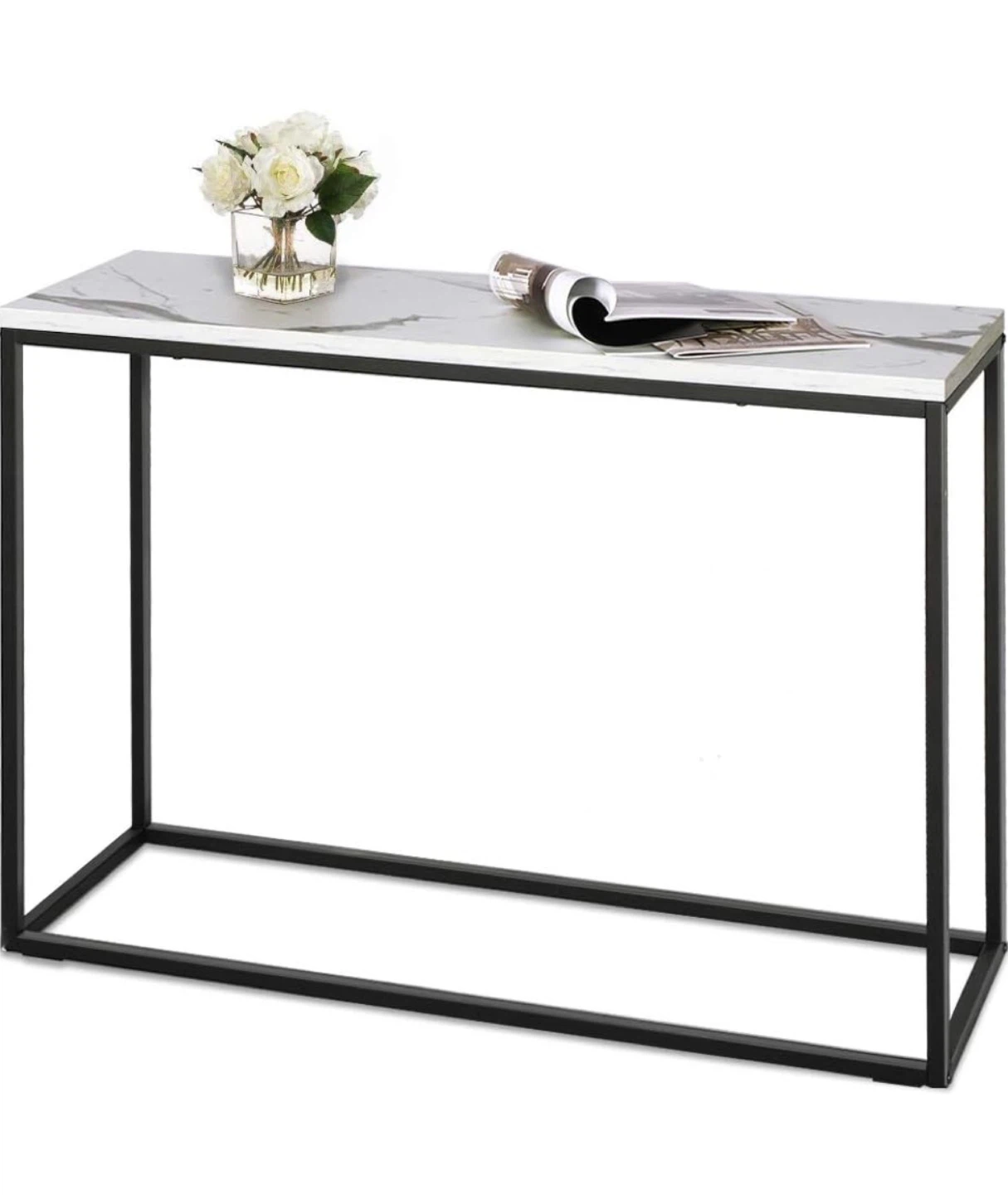 Console Table with Marble Top and Steel Frame