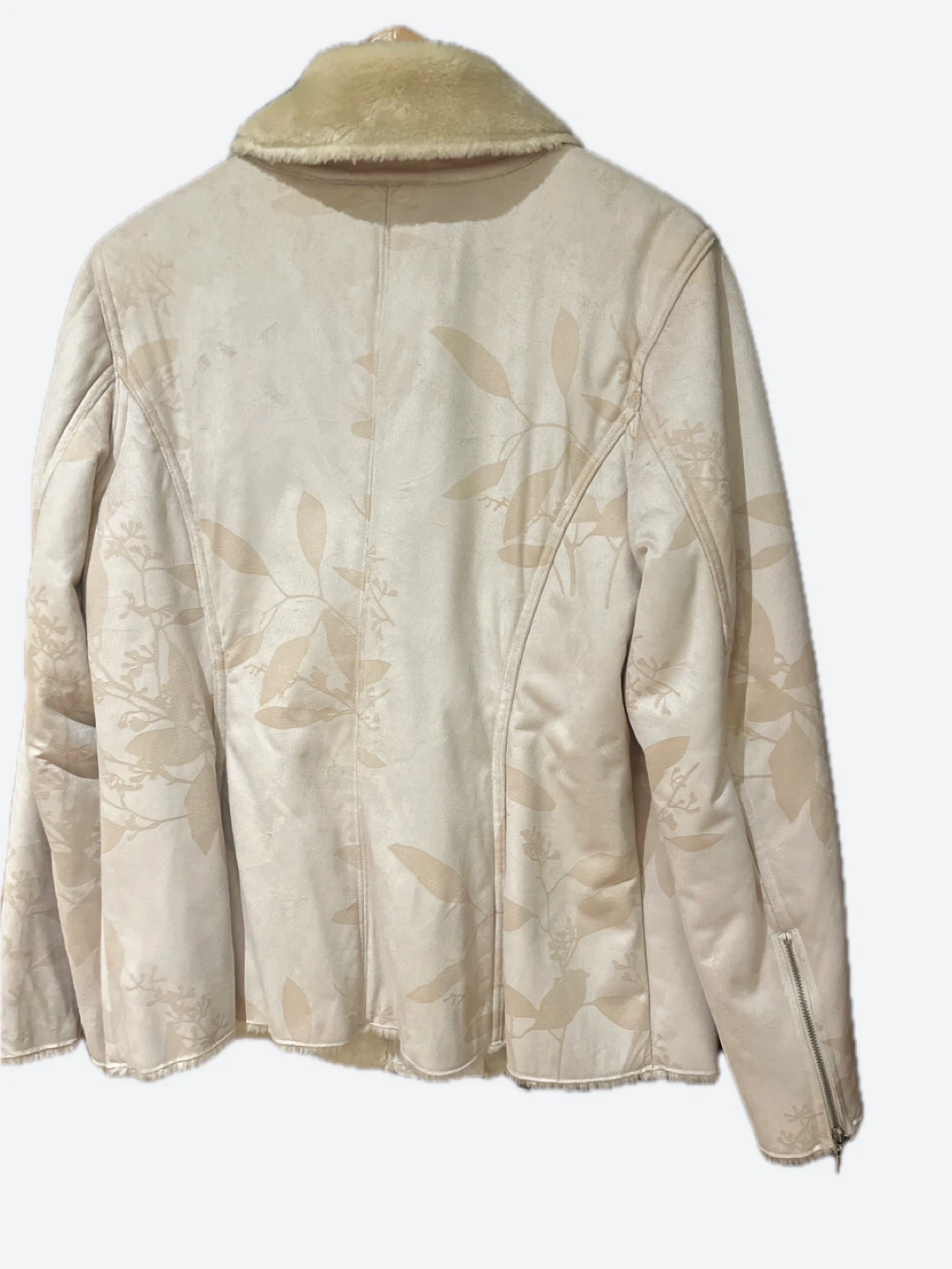FUDA Women's Cream Floral Print Faux Fur Lined Jacket - photo 2