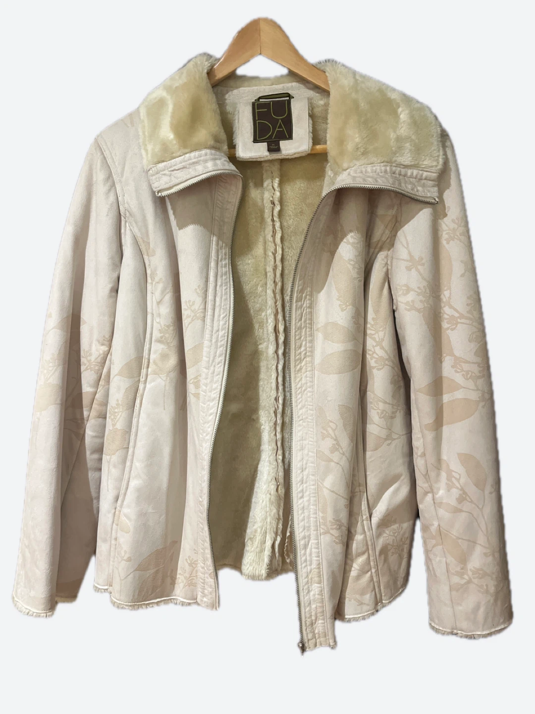 FUDA Women's Cream Floral Print Faux Fur Lined Jacket - photo 5