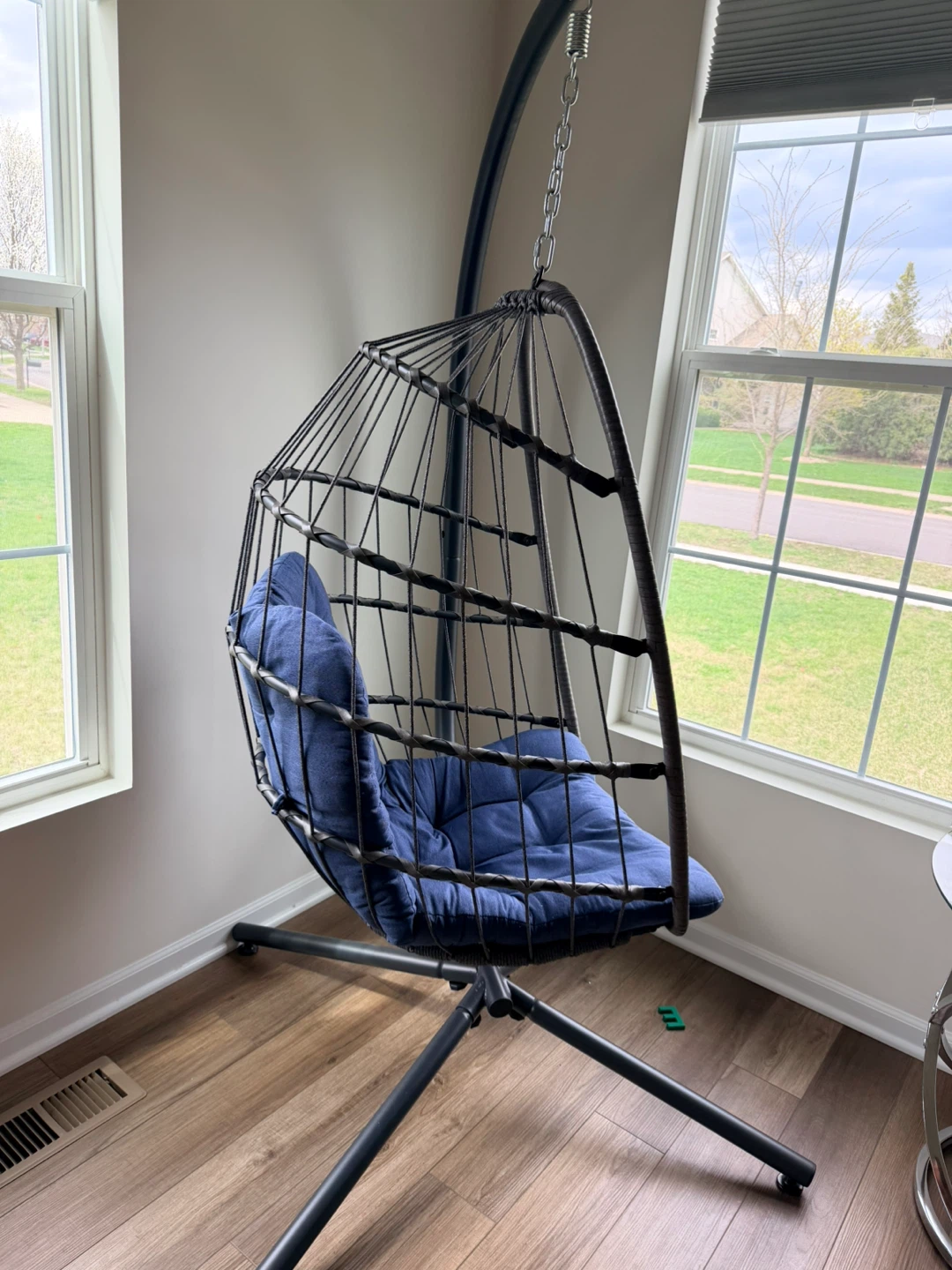Hanging Egg Chair with Blue Cushion - photo 2