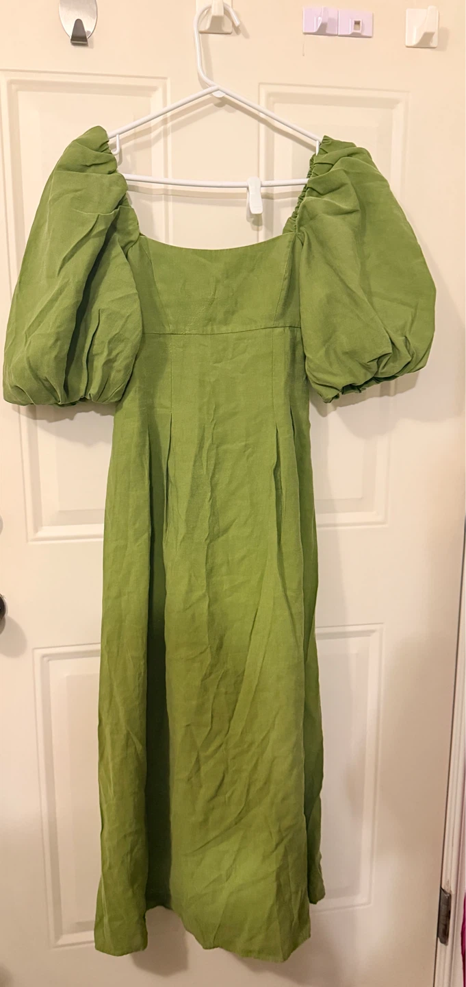 ZARA Green Puff Sleeve Dress - Size M - photo 3
