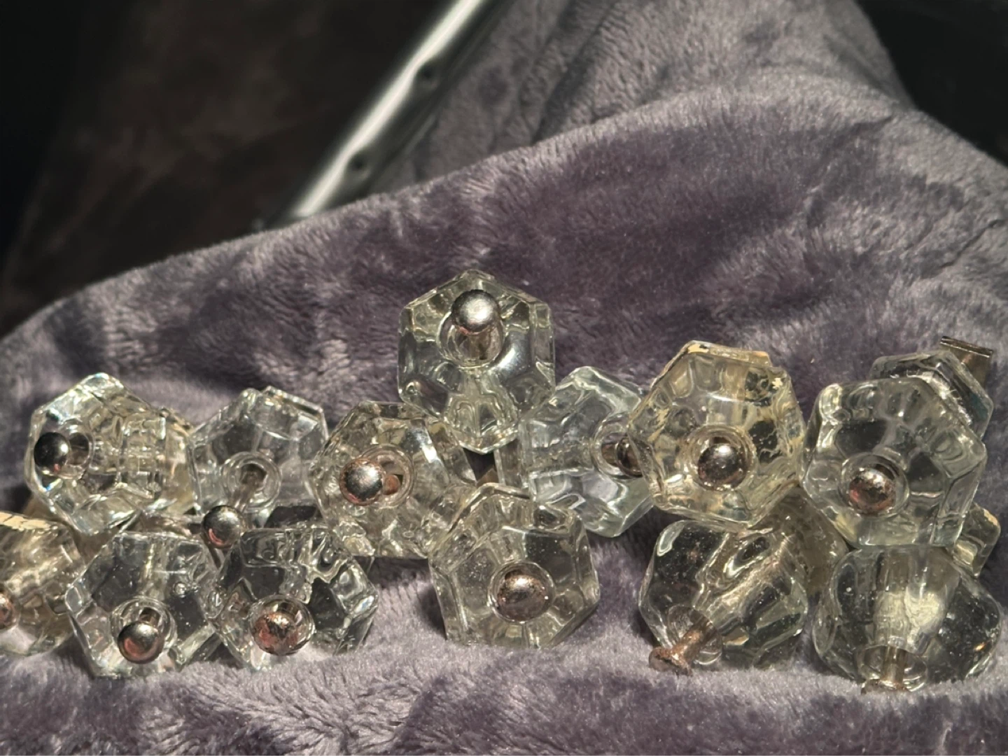 Lot of 13 Antique Glass Drawer Pulls No chips/cracks