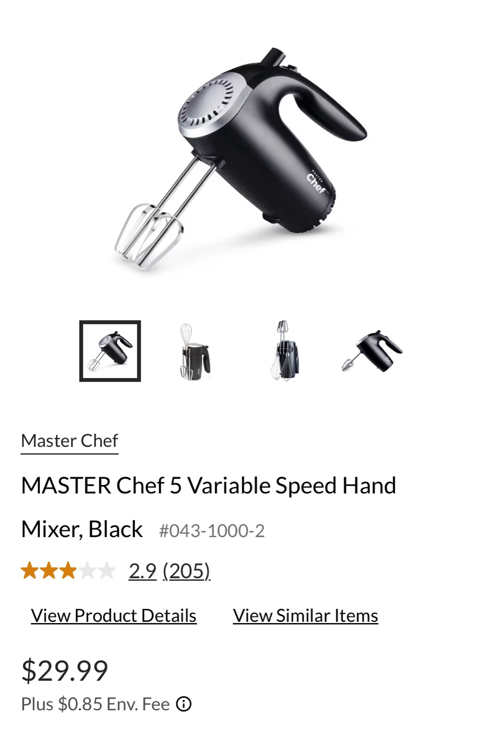 MASTER Chef 5 Variable Speed Hand Mixer, Black - photo 4