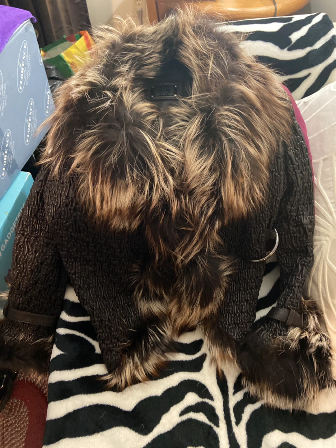 Bauble Brown fur trim leather by Giorgio Rotti