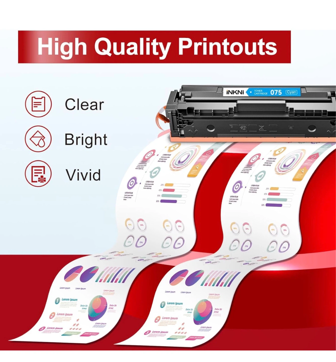 INKNI 075 Toner Cartridge 4 Pack for Canon imageCLASS - photo 4
