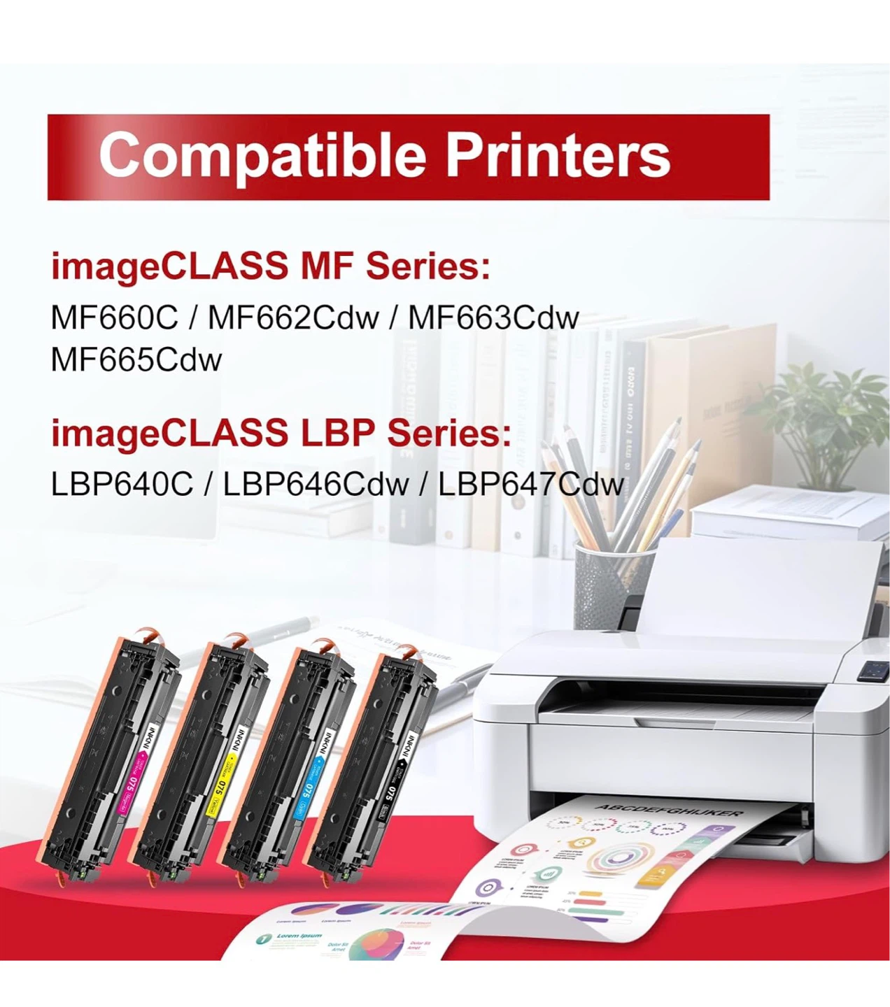 INKNI 075 Toner Cartridge 4 Pack for Canon imageCLASS - photo 3