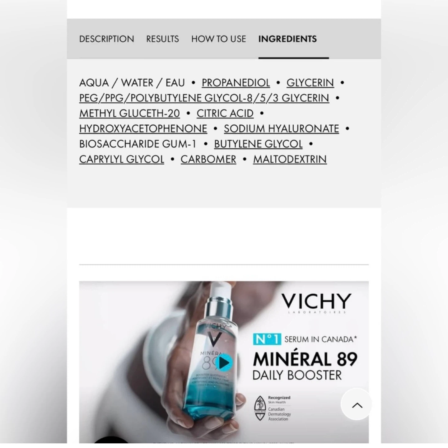 Vichy Mineral 89 Hyaluronic Acid Serum with Minerals- 50ml - photo 5