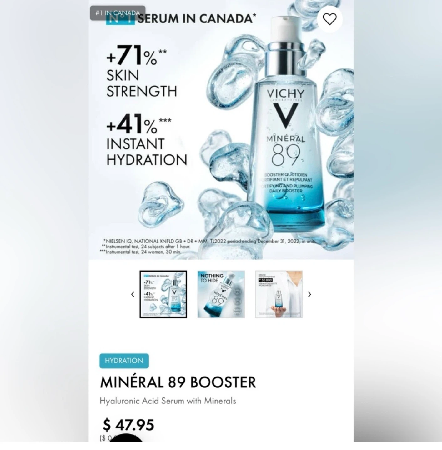 Vichy Mineral 89 Hyaluronic Acid Serum with Minerals- 50ml - photo 3