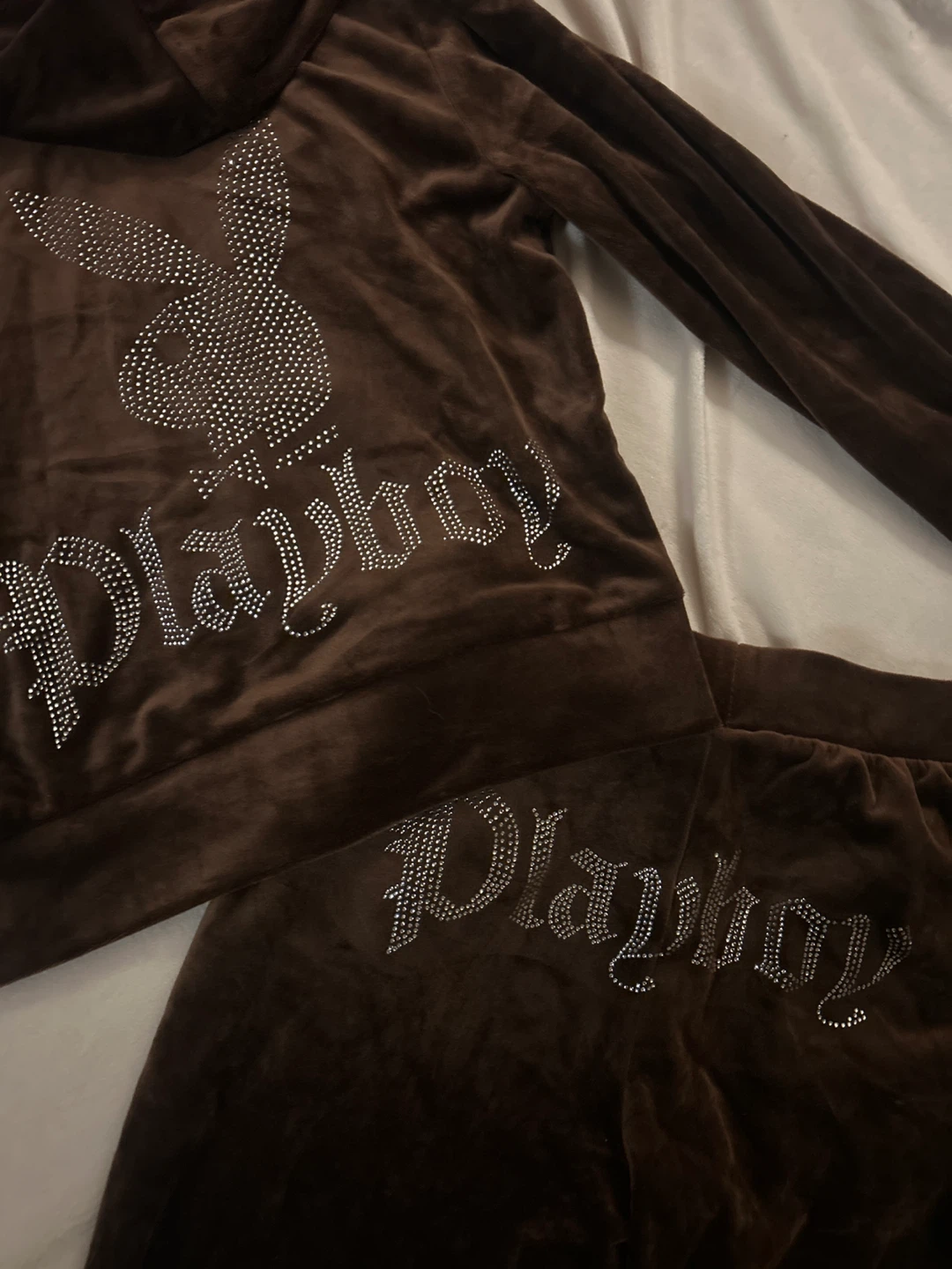 Playboy brown Velour Tracksuit Set