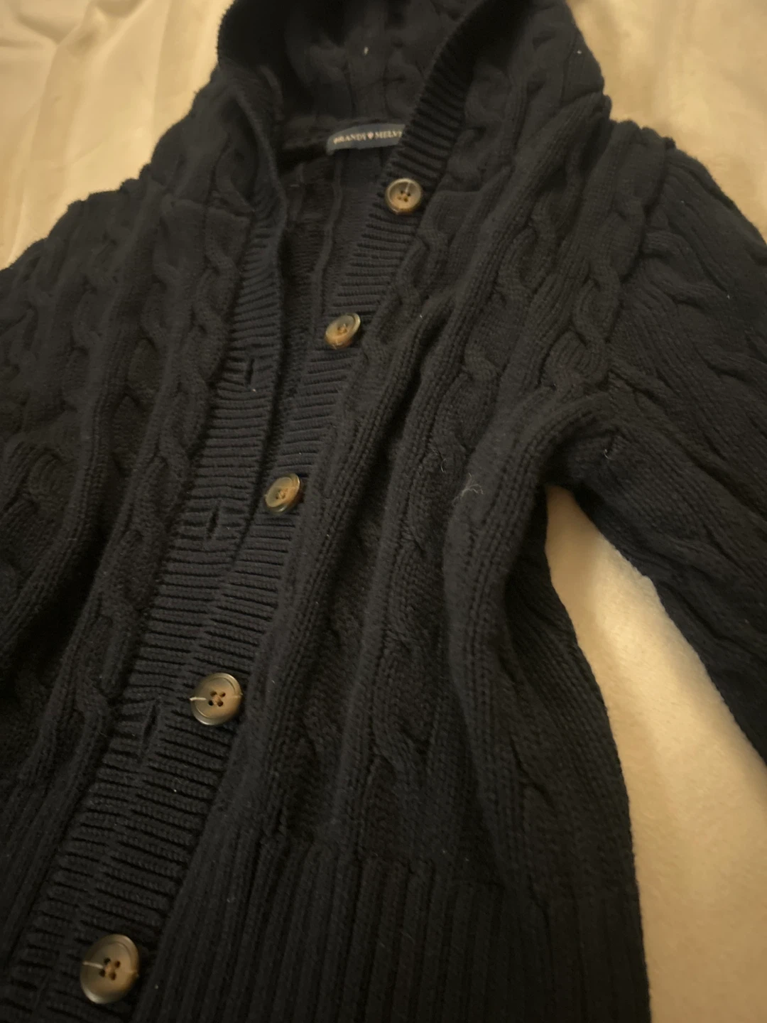 Brandy Melville Black Cable Knit Hooded Cardigan - photo 3