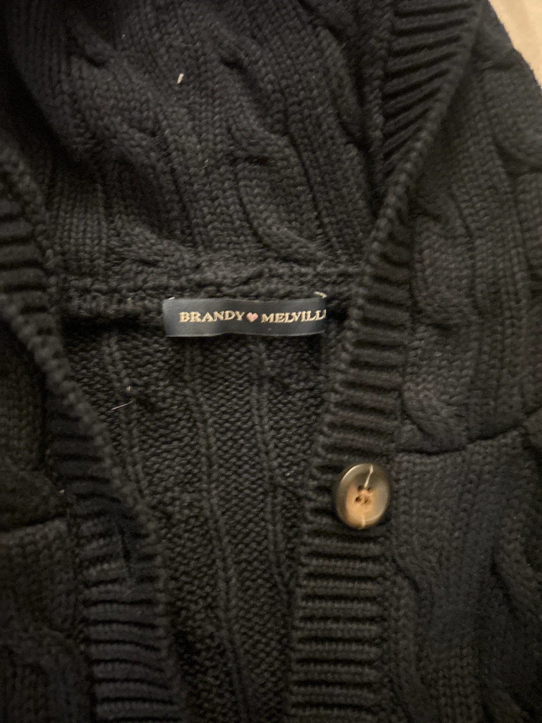 Brandy Melville Black Cable Knit Hooded Cardigan - photo 2