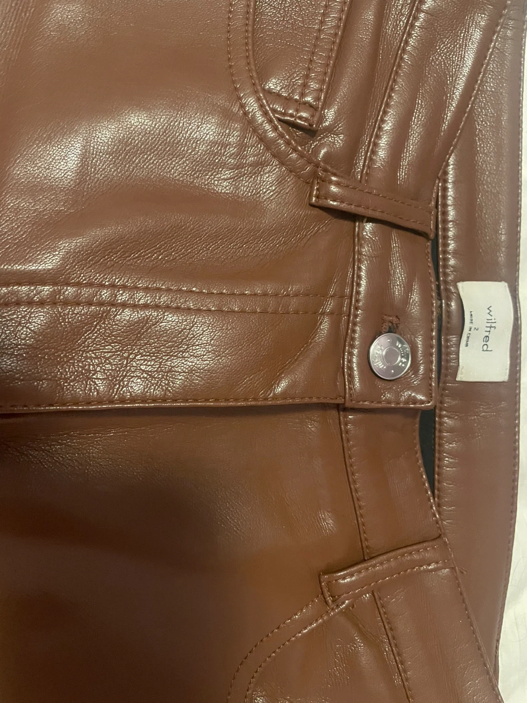 Wilfred Brown Faux Leather Pants - Size 2 - photo 2