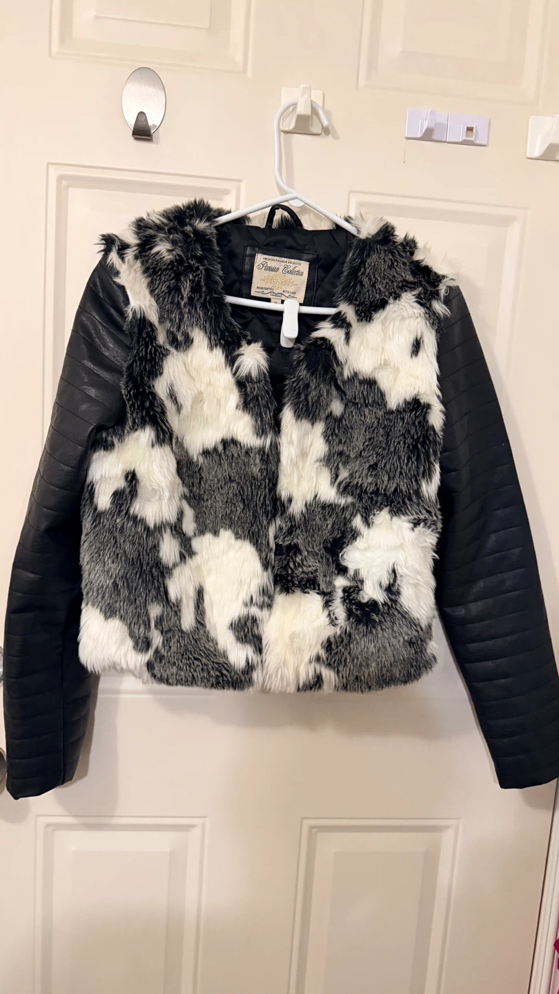 Faux Fur & Leather Jacket -Size M - photo 2