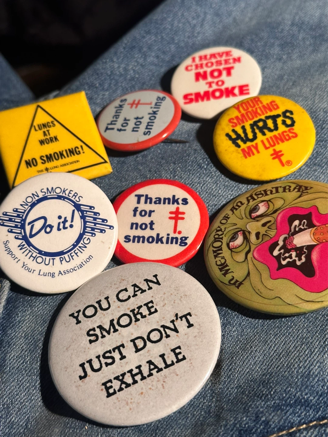 Vintage anti smoking button lot