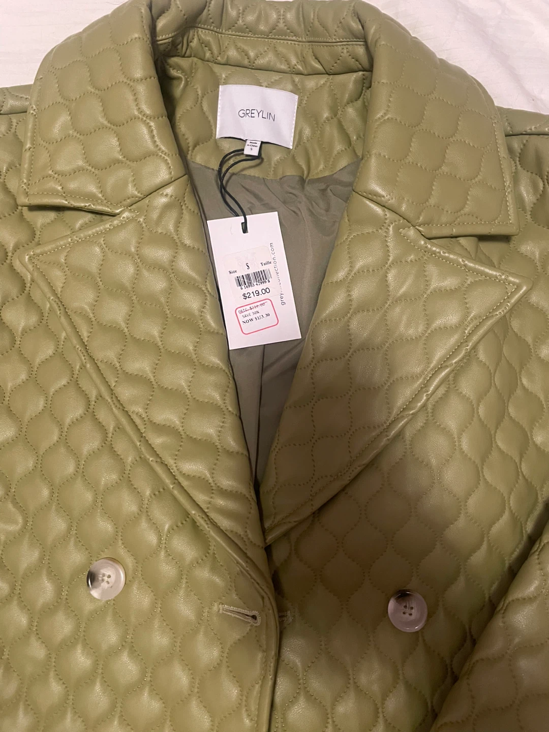GREYLIN Quilted Jacket - Olive Green, Size S - photo 3