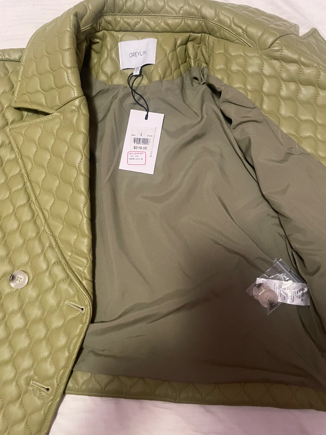 GREYLIN Quilted Jacket - Olive Green, Size S - photo 5